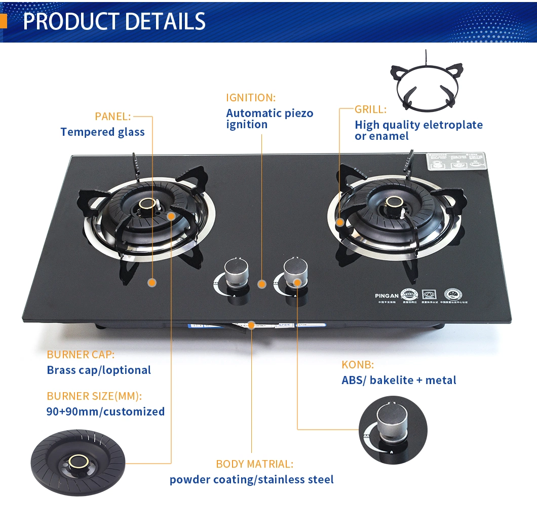 5 Burner for Industrial Cooking Stove Aluminum Cooker Gas Hob Built in Gas Stove